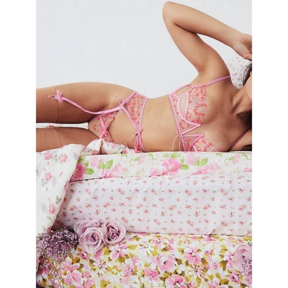 💕FOR LOVE AND LEMONS💕 Love Bouquet Embroidery Bra ~ Pink SDD NWT - Picture 5 of 16